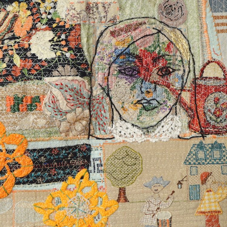 Anne Kelly, Family Series 2016. 90cm x 90cm (35½" x 35½"). Mixed media, hand and machine stitch. Mixed media, textiles.