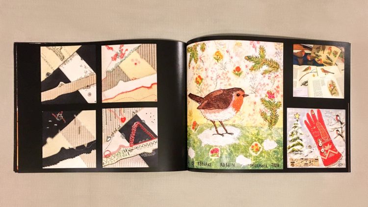 Heléne Forsberg, Photobook Spread - Robin from Heléne Forsberg Stitch Club 2020 album, 2022. 21cm x 30cm (8" x 12"). 