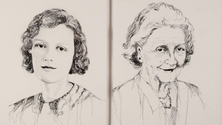 Andrea Cryer, Kath 18 & 88 (diptych), 2007. 76cm x 127cm, 30" x 50" (x 2). Machine stitching, hand stitching. Canvas fabric, thread.