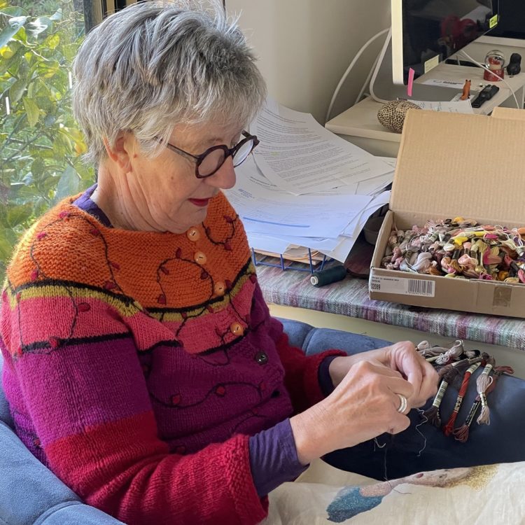 Sharon Peoples working in the studio. Photo: Mark Peoples.