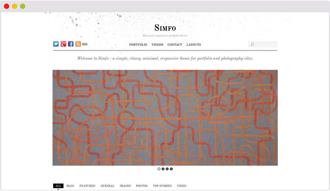 Simfo responsive WordPress theme for creatives and artists