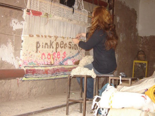 Terra Fuller, Working on Valley of the Roses carpet, 2010